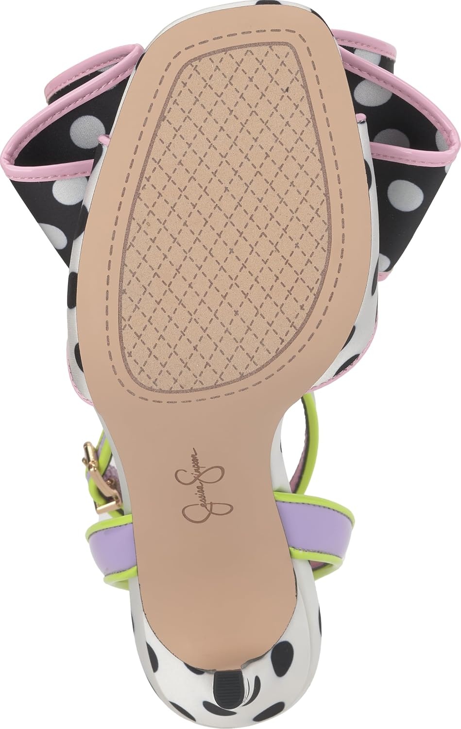 image:imageJessica Simpson Womens Olivine Bow Heeled SandalBlackWhiteLilac Satin