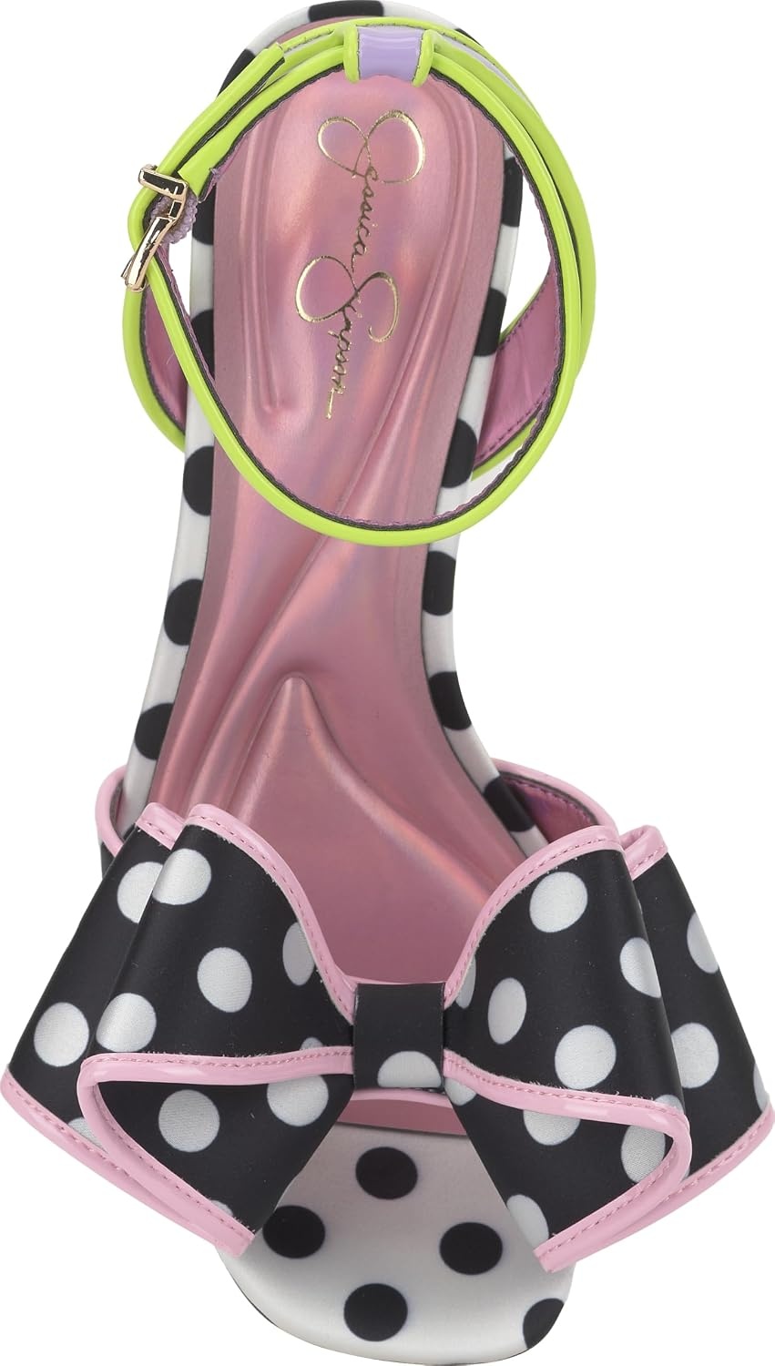 image:imageJessica Simpson Womens Olivine Bow Heeled SandalBlackWhiteLilac Satin