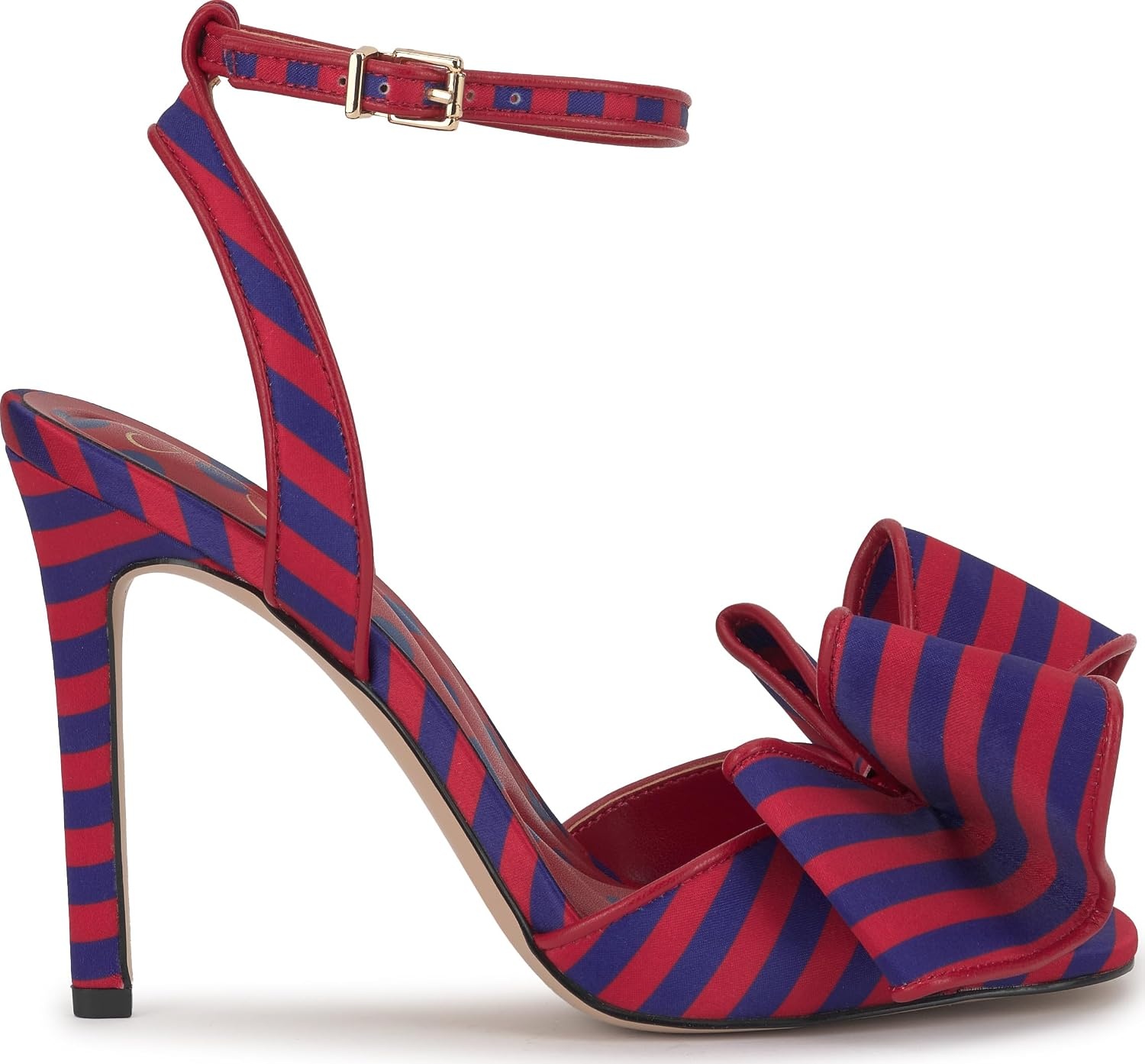 image:imageJessica Simpson Womens Olivine Bow Heeled SandalBlue Red Combo Stripe Satin