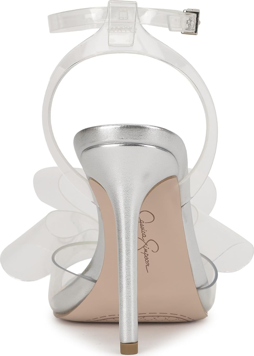 image:imageJessica Simpson Womens Olivine Bow Heeled SandalClearSilver Tpu
