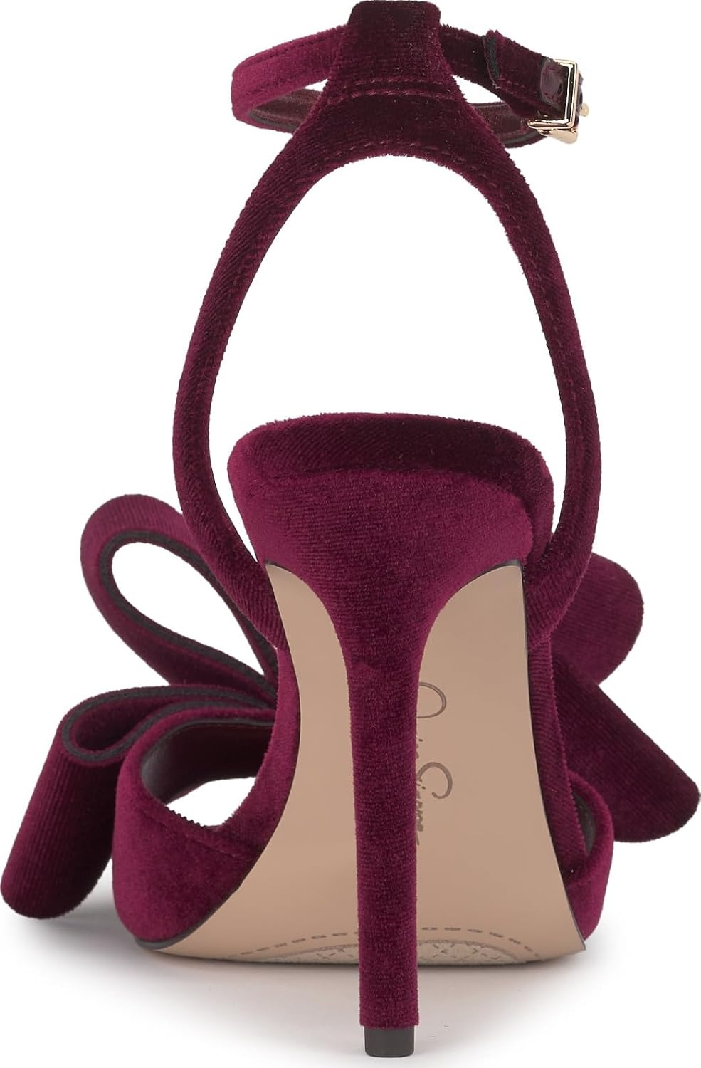 image:imageJessica Simpson Womens Olivine Bow Heeled SandalDark Cherry Lux Velvet