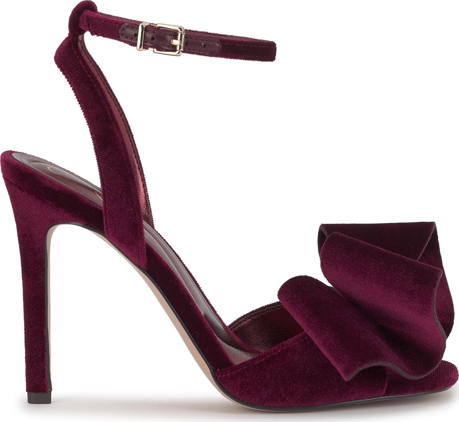 image:imageJessica Simpson Womens Olivine Bow Heeled SandalDark Cherry Lux Velvet