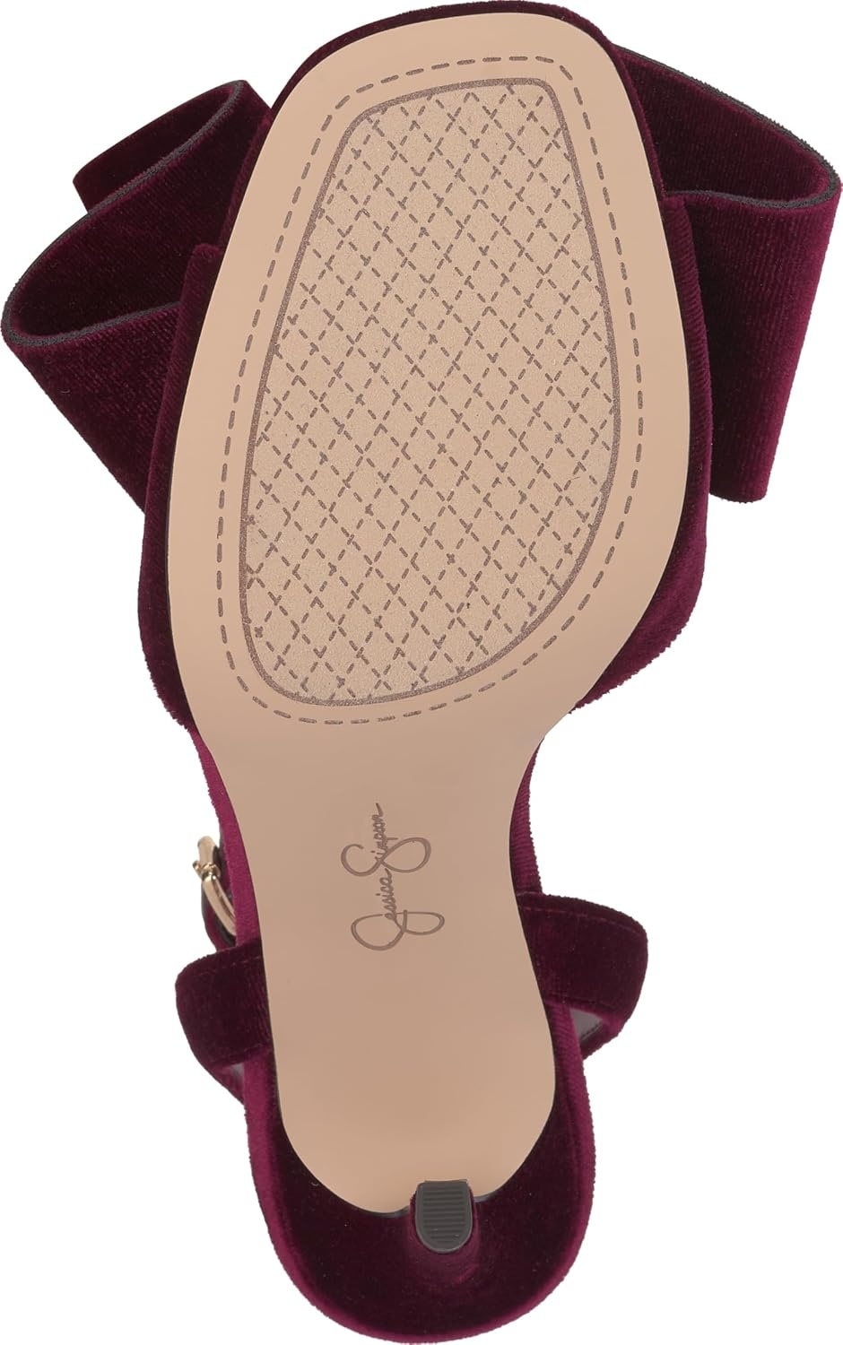 image:imageJessica Simpson Womens Olivine Bow Heeled SandalDark Cherry Lux Velvet