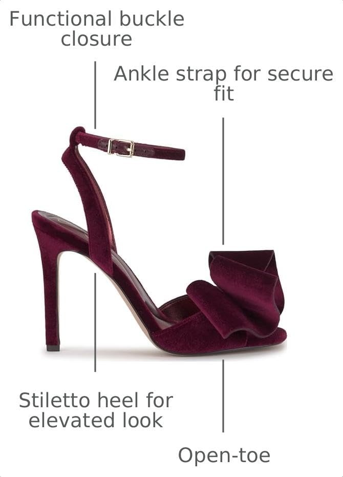 image:imageJessica Simpson Womens Olivine Bow Heeled SandalDark Cherry Lux Velvet