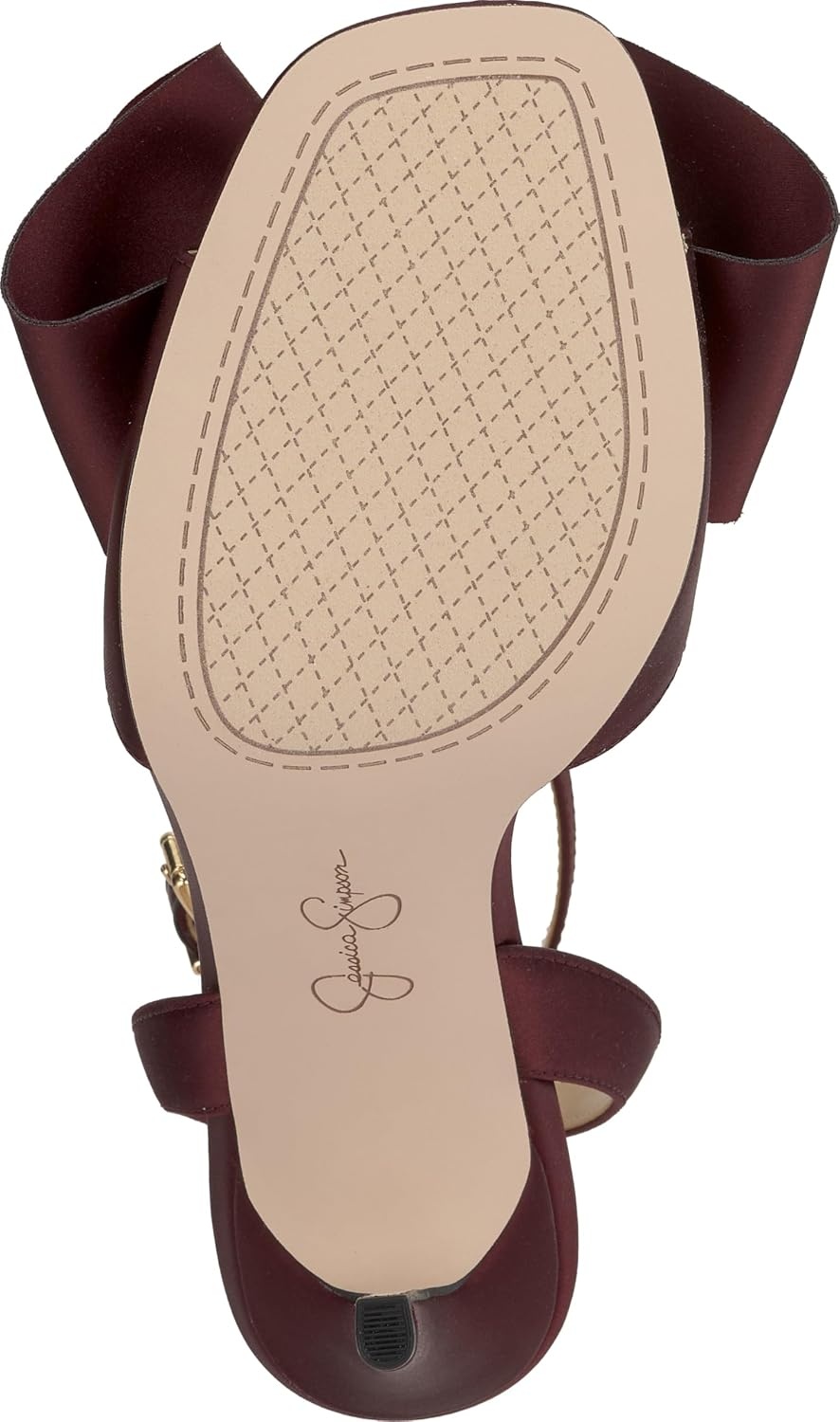 image:imageJessica Simpson Womens Olivine Bow Heeled SandalDark Cherry Matte Satin