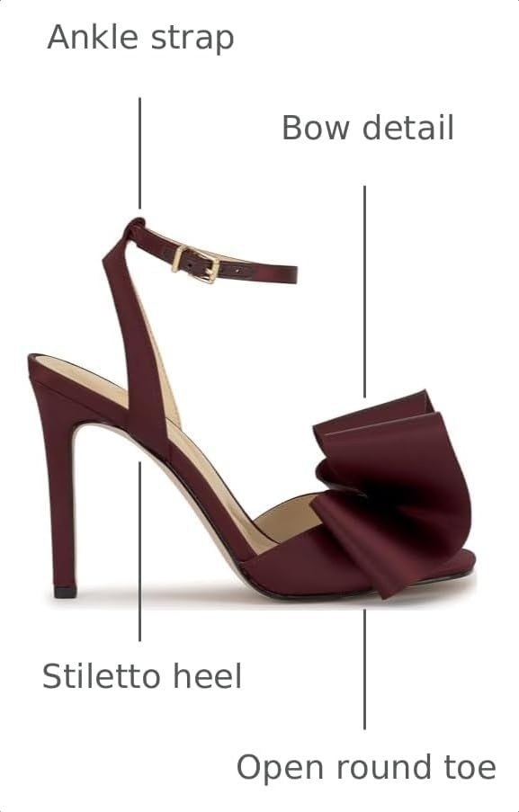 image:imageJessica Simpson Womens Olivine Bow Heeled SandalDark Cherry Matte Satin