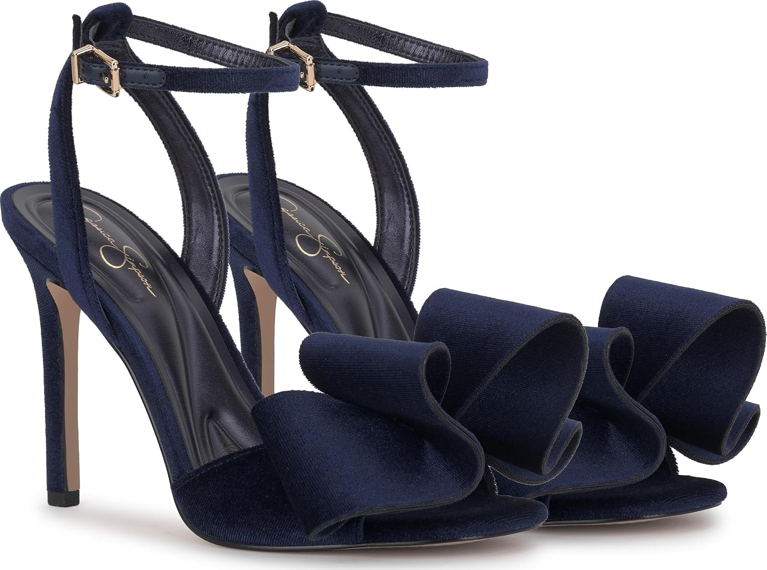 image:imageJessica Simpson Womens Olivine Bow Heeled SandalDark Night Lux Velvet