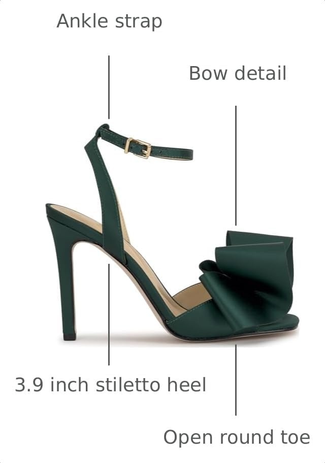 image:imageJessica Simpson Womens Olivine Bow Heeled SandalDark Pine Matte Satin
