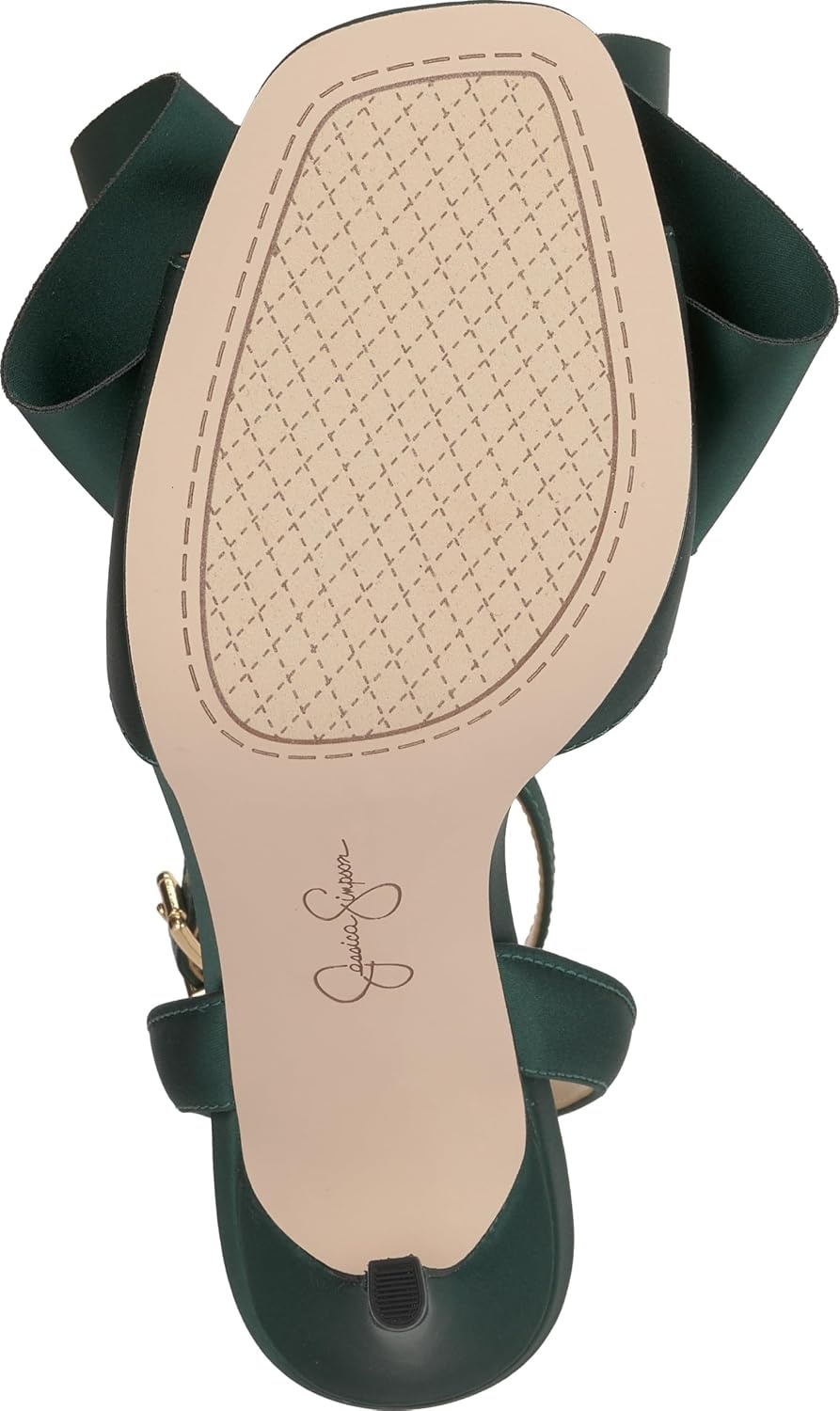 image:imageJessica Simpson Womens Olivine Bow Heeled SandalDark Pine Matte Satin