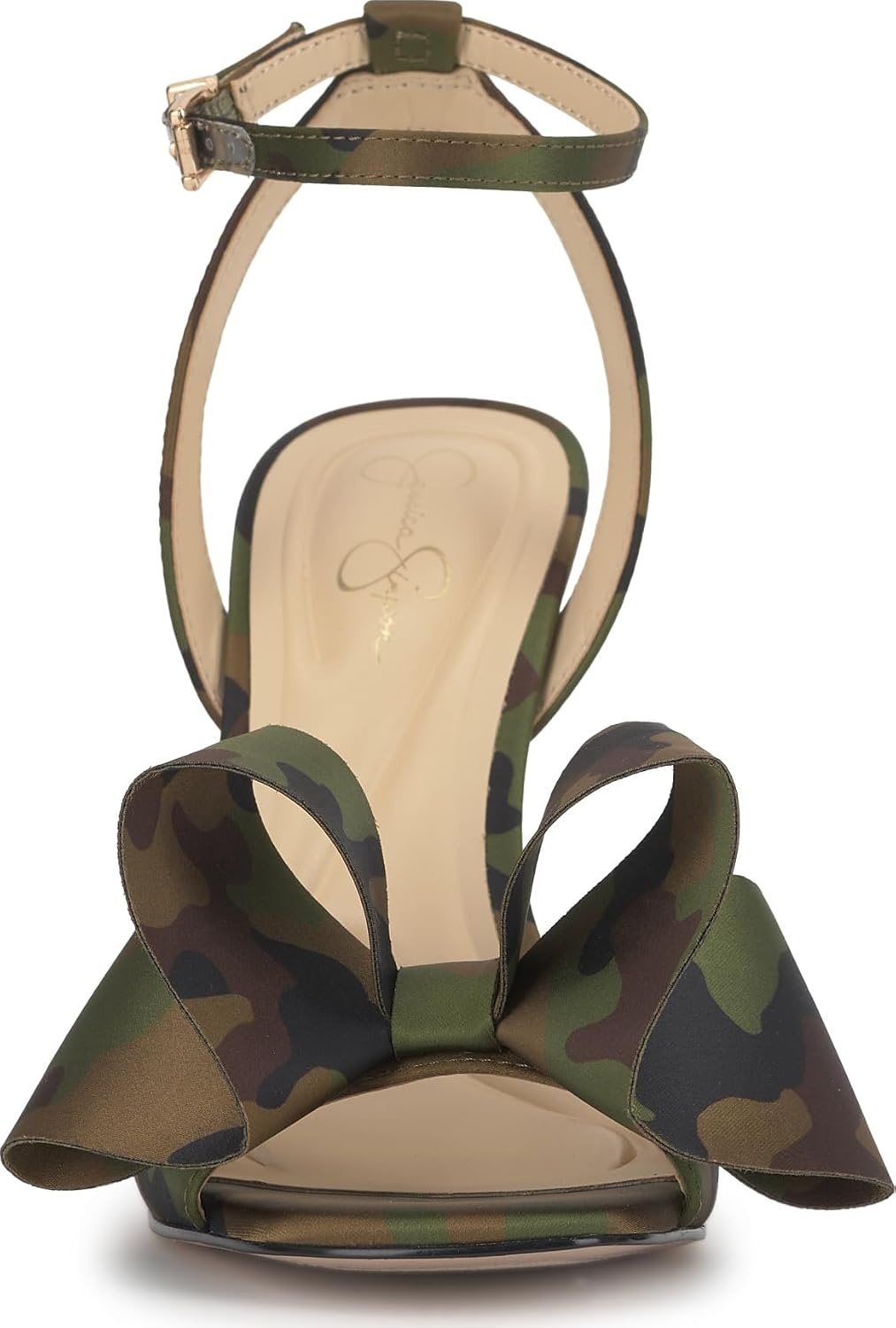 image:imageJessica Simpson Womens Olivine Bow Heeled SandalForest Camo Satin