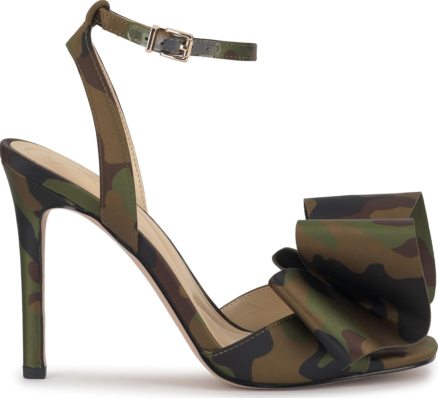 image:imageJessica Simpson Womens Olivine Bow Heeled SandalForest Camo Satin