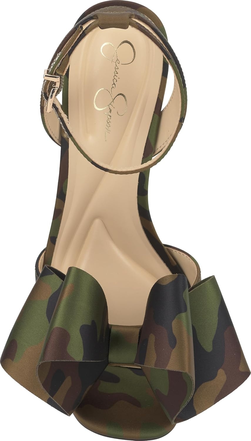 image:imageJessica Simpson Womens Olivine Bow Heeled SandalForest Camo Satin