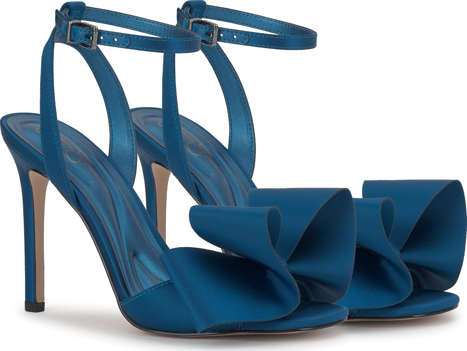 image:imageJessica Simpson Womens Olivine Bow Heeled SandalLuminous Teal Satin