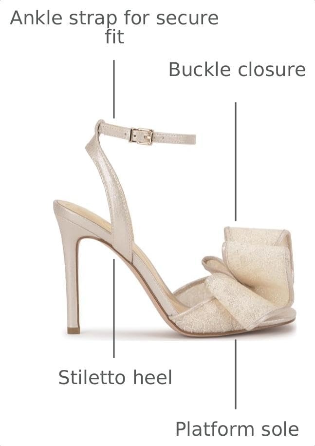 image:imageJessica Simpson Womens Olivine Bow Heeled SandalPale Champagne Sparkle Lace