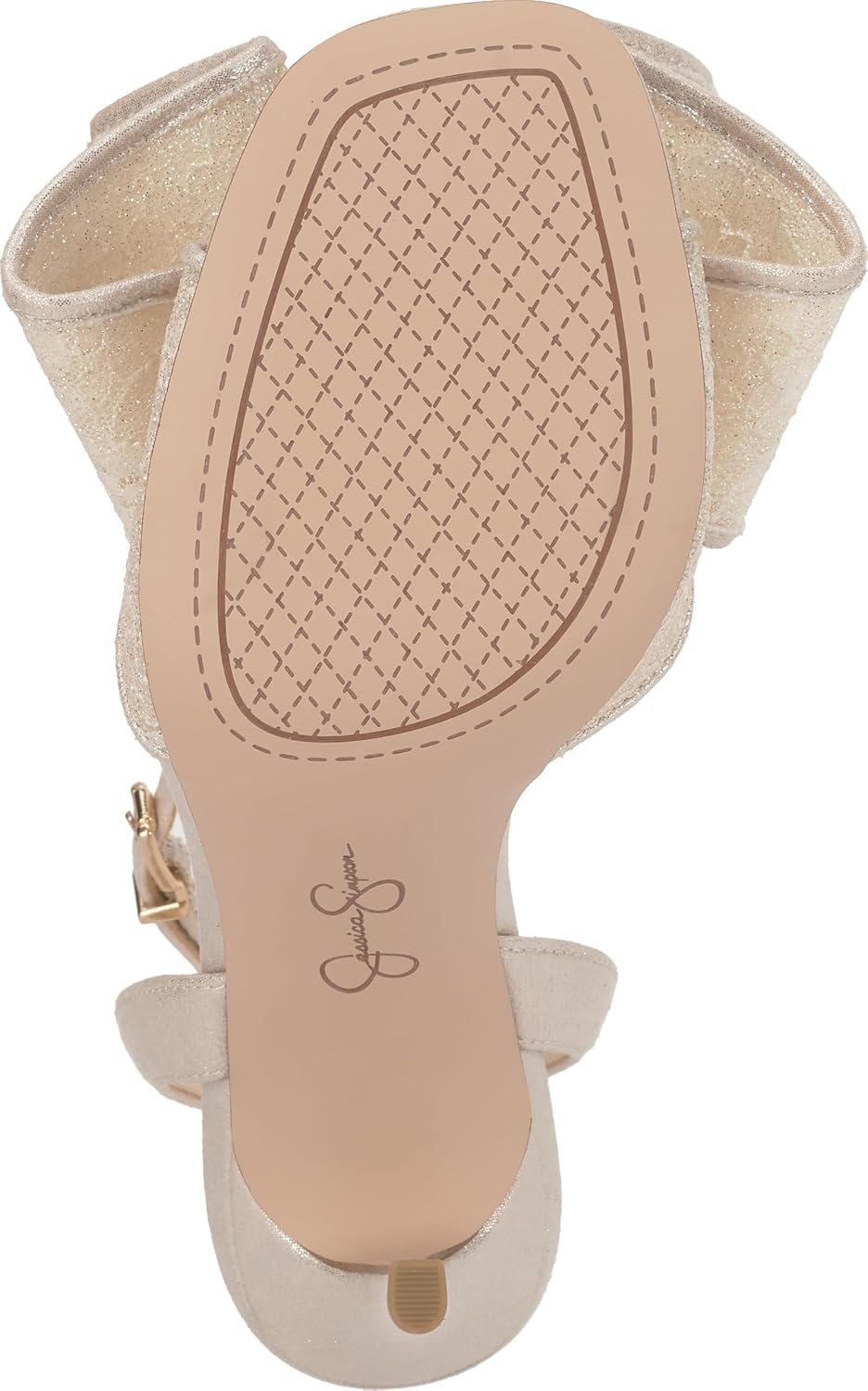 image:imageJessica Simpson Womens Olivine Bow Heeled SandalPale Champagne Sparkle Lace
