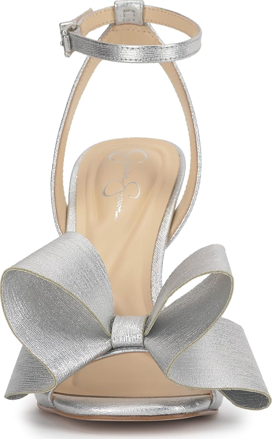 image:imageJessica Simpson Womens Olivine Bow Heeled SandalSilver Metallic