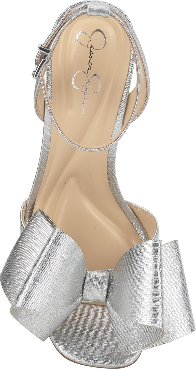 image:imageJessica Simpson Womens Olivine Bow Heeled SandalSilver Metallic