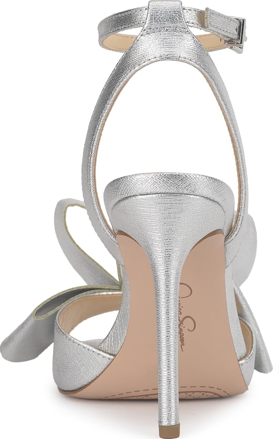 image:imageJessica Simpson Womens Olivine Bow Heeled SandalSilver Metallic