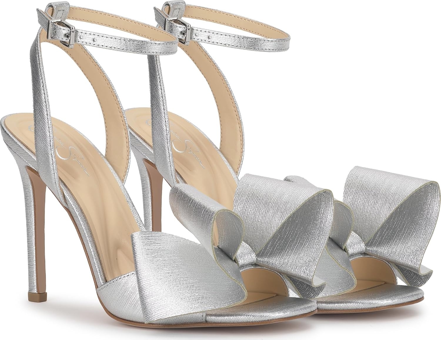 image:imageJessica Simpson Womens Olivine Bow Heeled SandalSilver Metallic