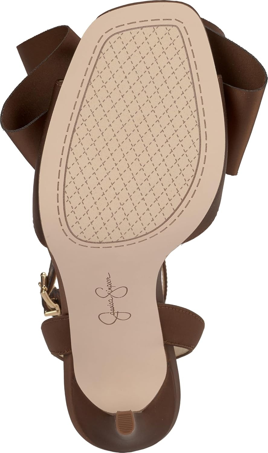 image:imageJessica Simpson Womens Olivine Bow Heeled SandalToasted Pecan Matte Satin