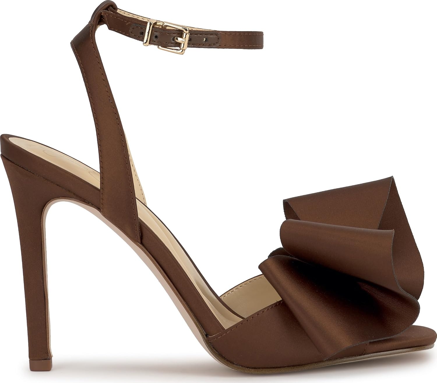 image:imageJessica Simpson Womens Olivine Bow Heeled SandalToasted Pecan Matte Satin