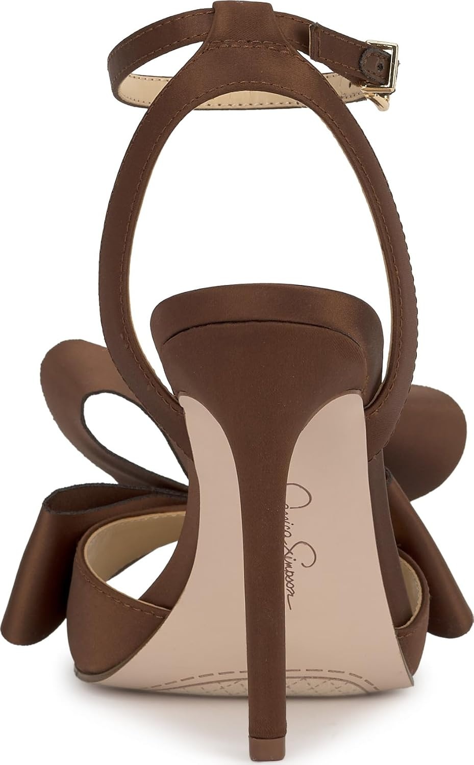 image:imageJessica Simpson Womens Olivine Bow Heeled SandalToasted Pecan Matte Satin