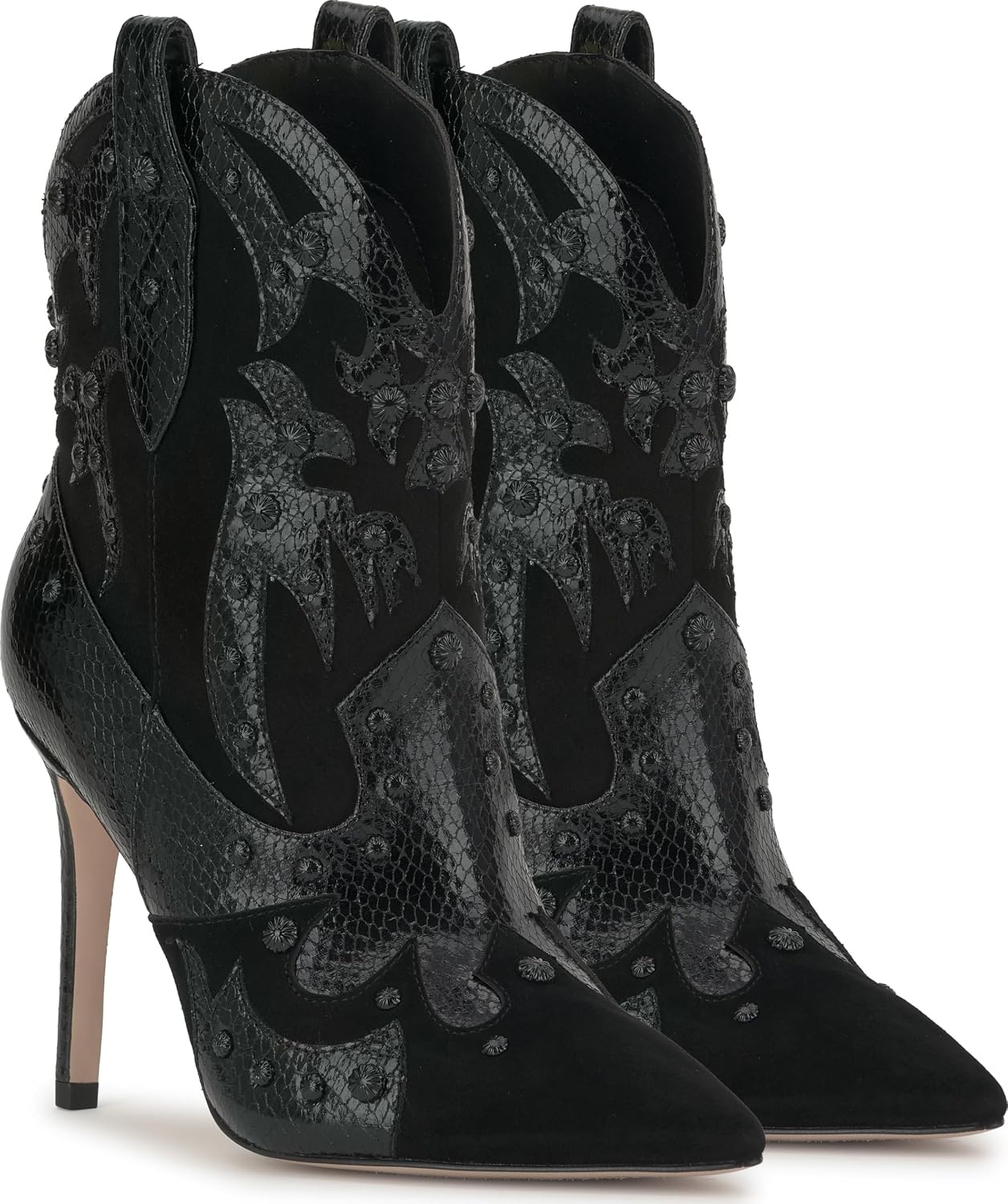 image:imageJessica Simpson Womens Palieve Pointed Toe Western BootieBlack Suede