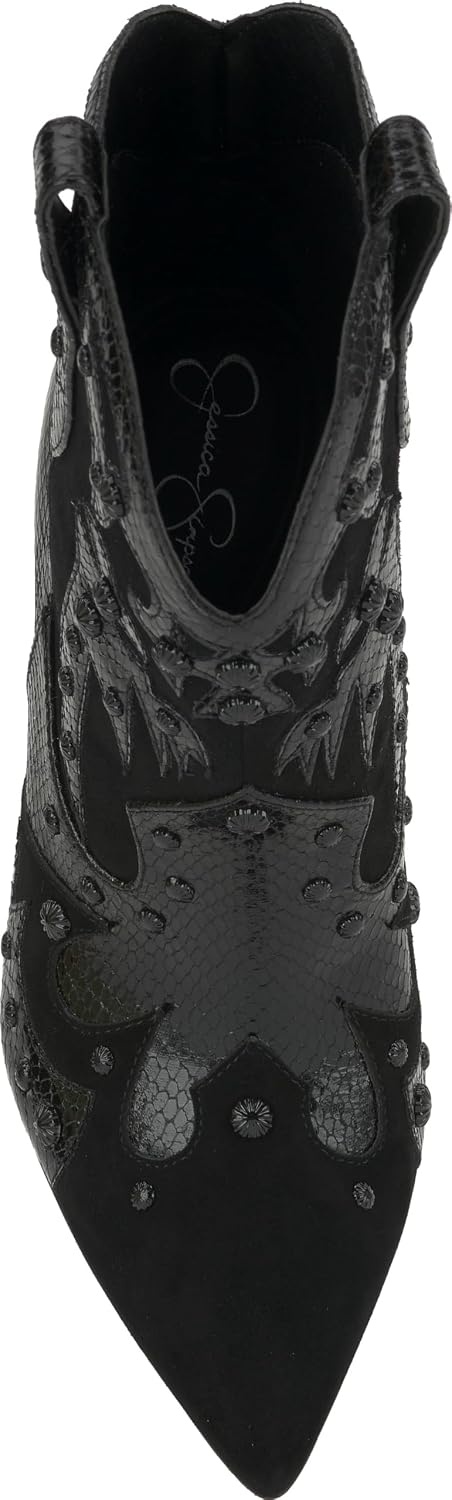 image:imageJessica Simpson Womens Palieve Pointed Toe Western BootieBlack Suede