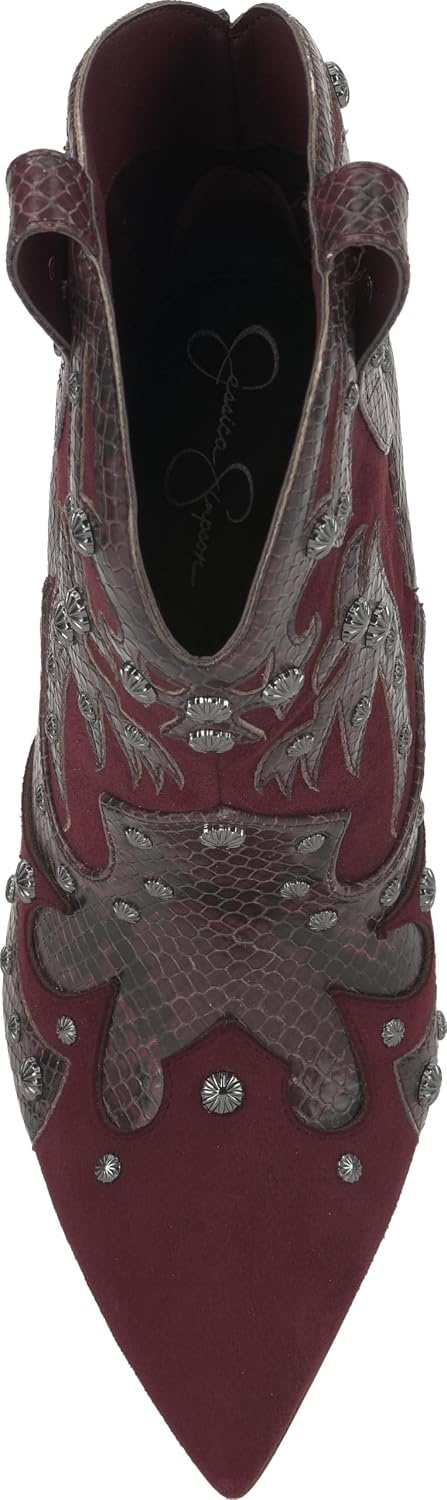 image:imageJessica Simpson Womens Palieve Pointed Toe Western BootieCherry Mahogany Suede
