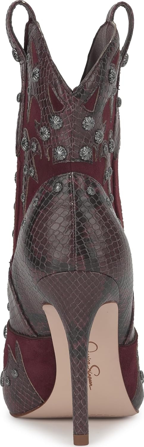 image:imageJessica Simpson Womens Palieve Pointed Toe Western BootieCherry Mahogany Suede