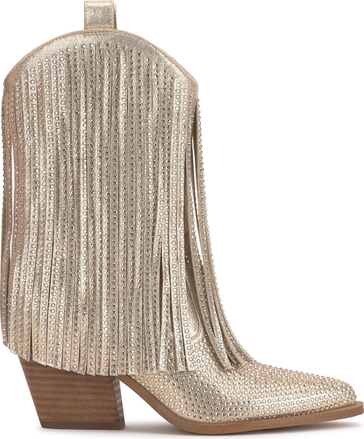 image:imageJessica Simpson Womens Paredisa Embellished Fringe Western BootieChampagne Shimmer Sand