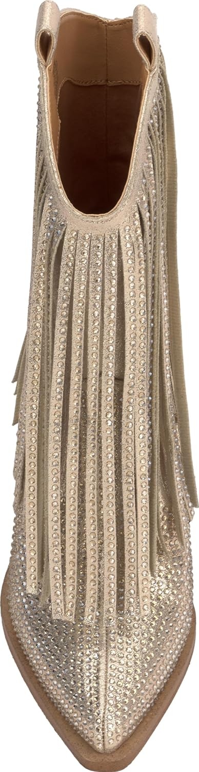 image:imageJessica Simpson Womens Paredisa Embellished Fringe Western BootieChampagne Shimmer Sand