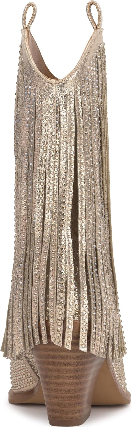 image:imageJessica Simpson Womens Paredisa Embellished Fringe Western BootieChampagne Shimmer Sand