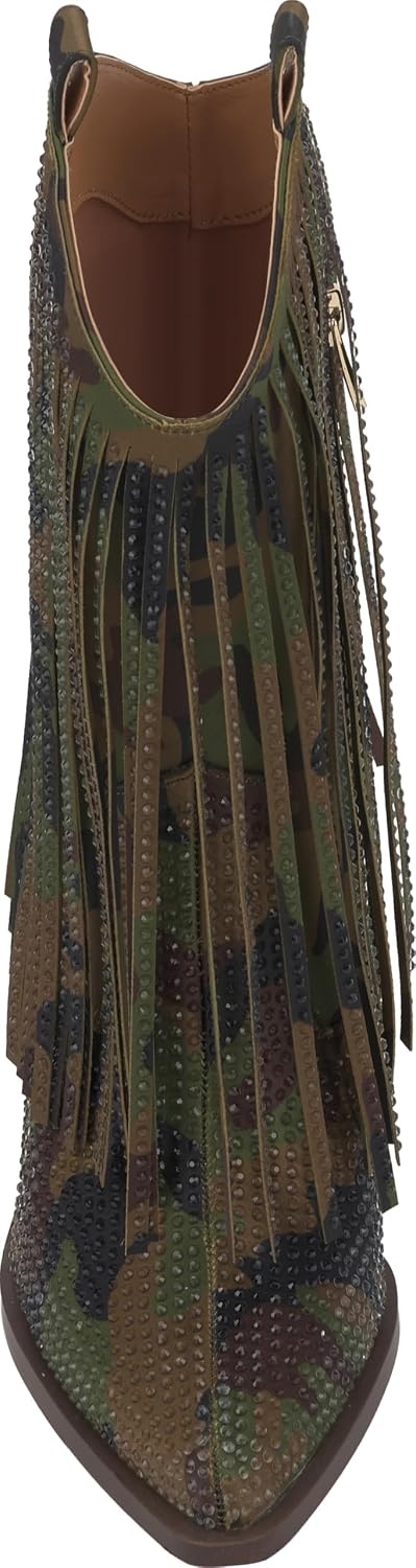 image:imageJessica Simpson Womens Paredisa Embellished Fringe Western BootieForest Camo Satin