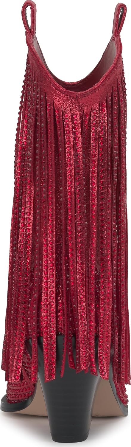 image:imageJessica Simpson Womens Paredisa Embellished Fringe Western BootieRed Muse Shimmer Sand