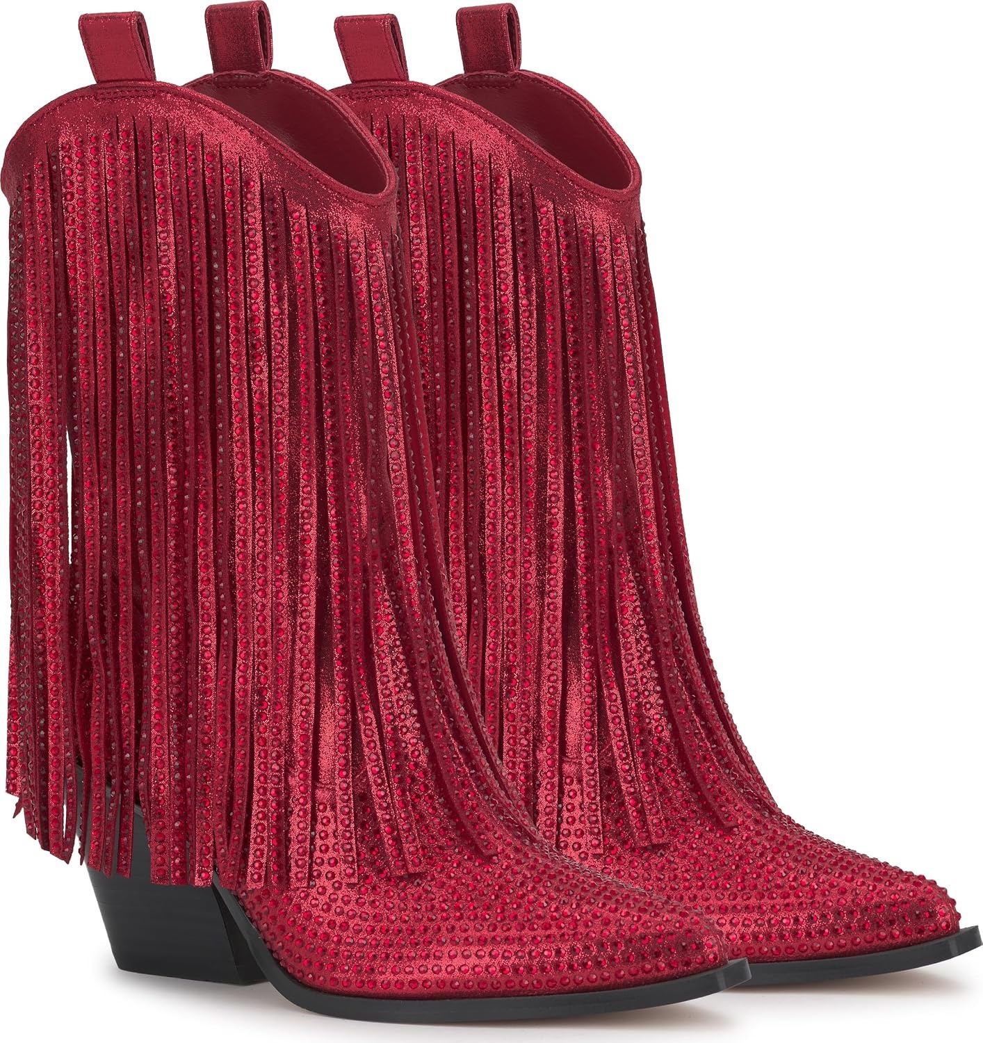 image:imageJessica Simpson Womens Paredisa Embellished Fringe Western BootieRed Muse Shimmer Sand