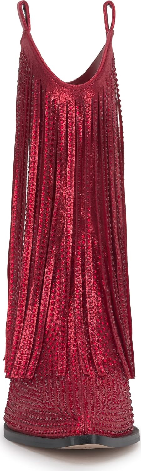 image:imageJessica Simpson Womens Paredisa Embellished Fringe Western BootieRed Muse Shimmer Sand