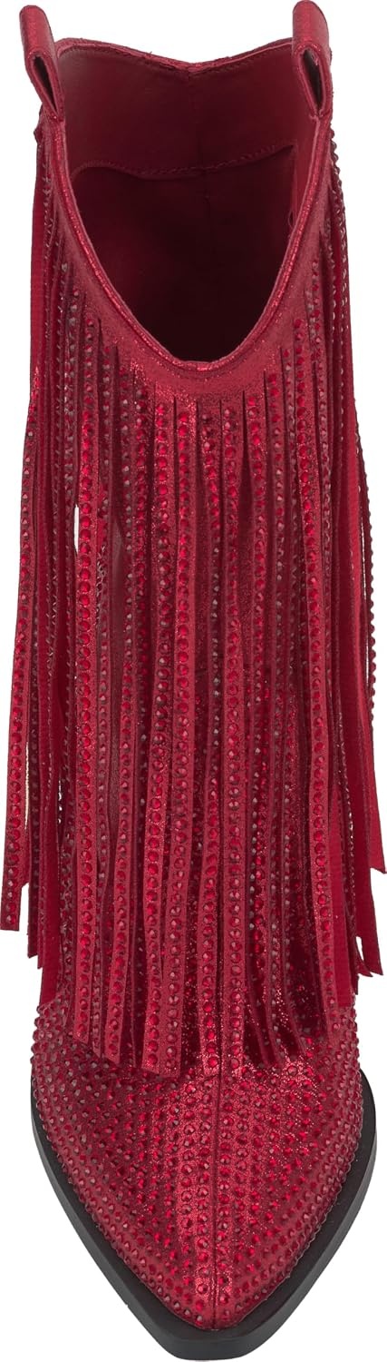 image:imageJessica Simpson Womens Paredisa Embellished Fringe Western BootieRed Muse Shimmer Sand