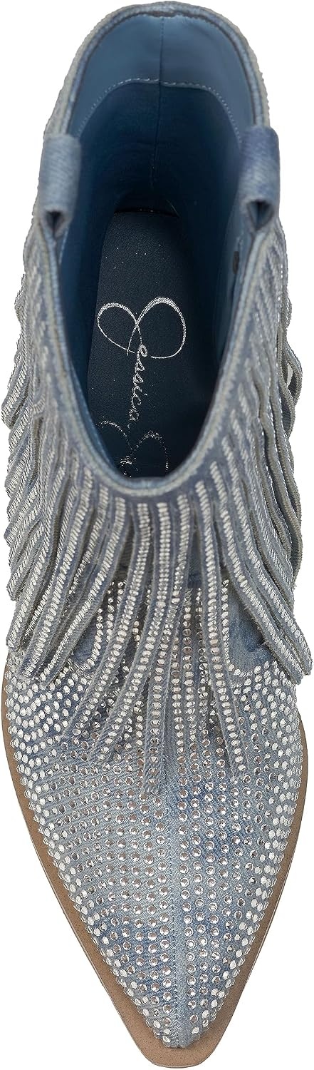 image:imageJessica Simpson Womens Paredisa Embellished Fringe Western BootieRugged Blue