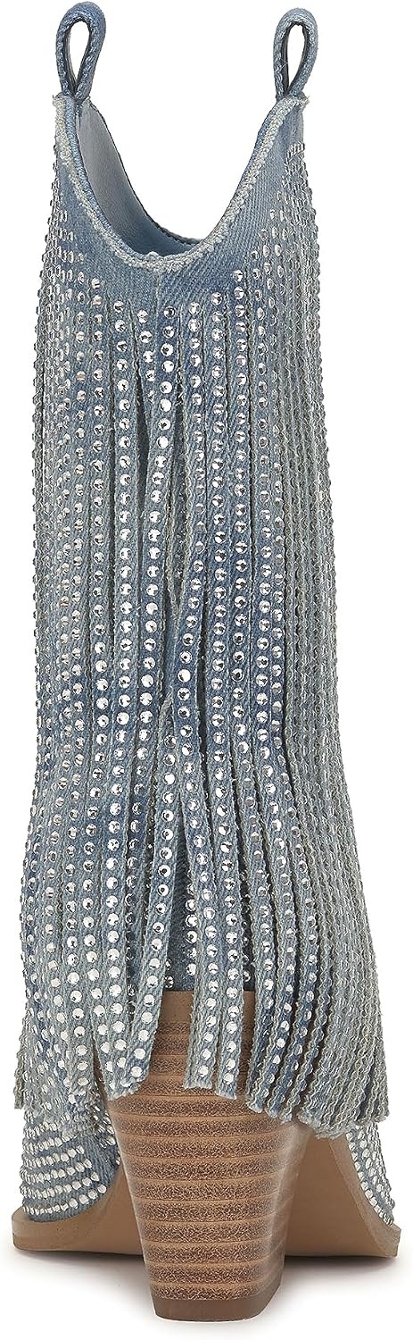image:imageJessica Simpson Womens Paredisa Embellished Fringe Western BootieRugged Blue