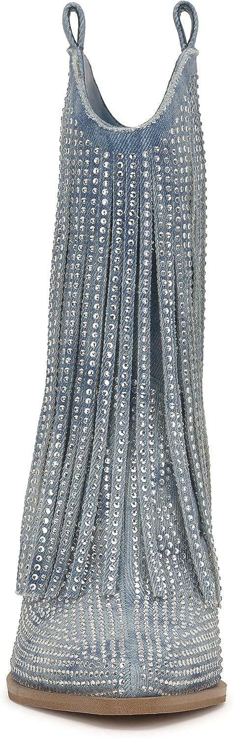 image:imageJessica Simpson Womens Paredisa Embellished Fringe Western BootieRugged Blue
