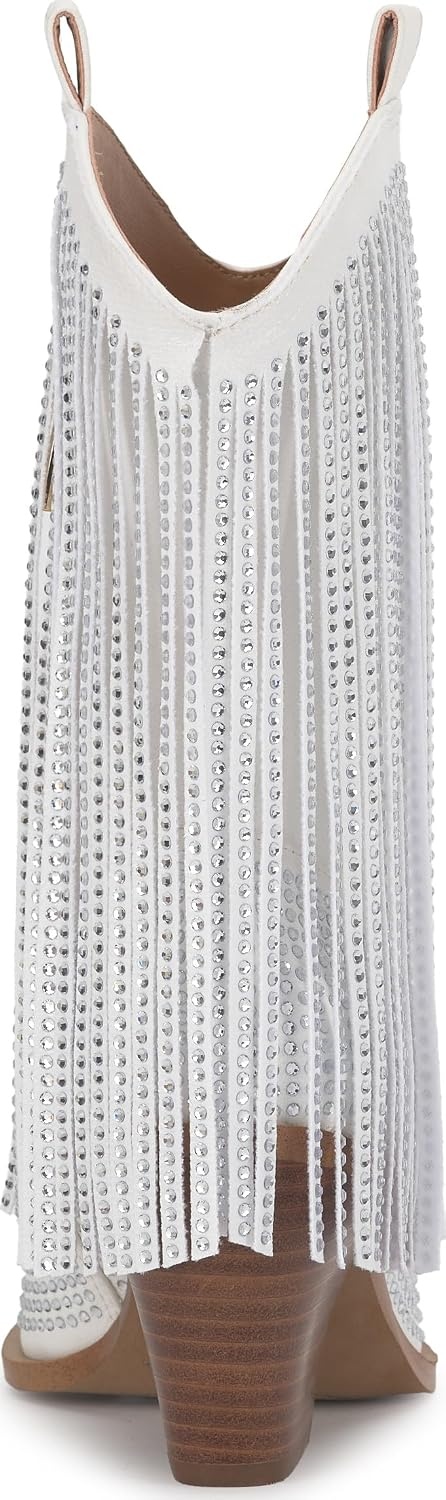 image:imageJessica Simpson Womens Paredisa Embellished Fringe Western BootieWhite