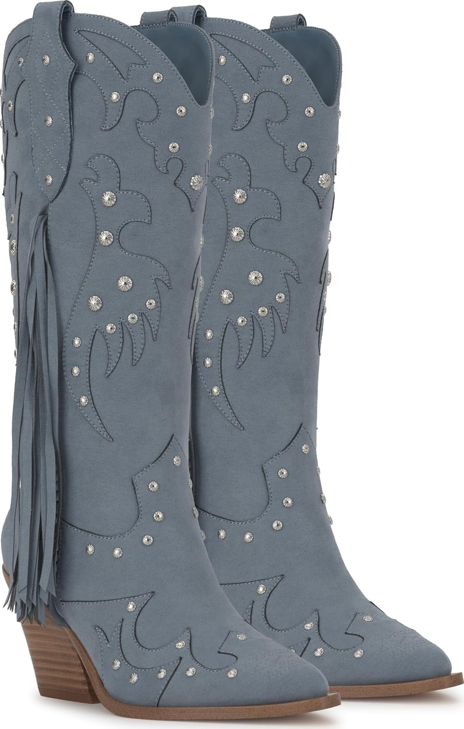 image:imageJessica Simpson Womens Piarin Western Fringe BootAsh Blue Supreme Microsuede