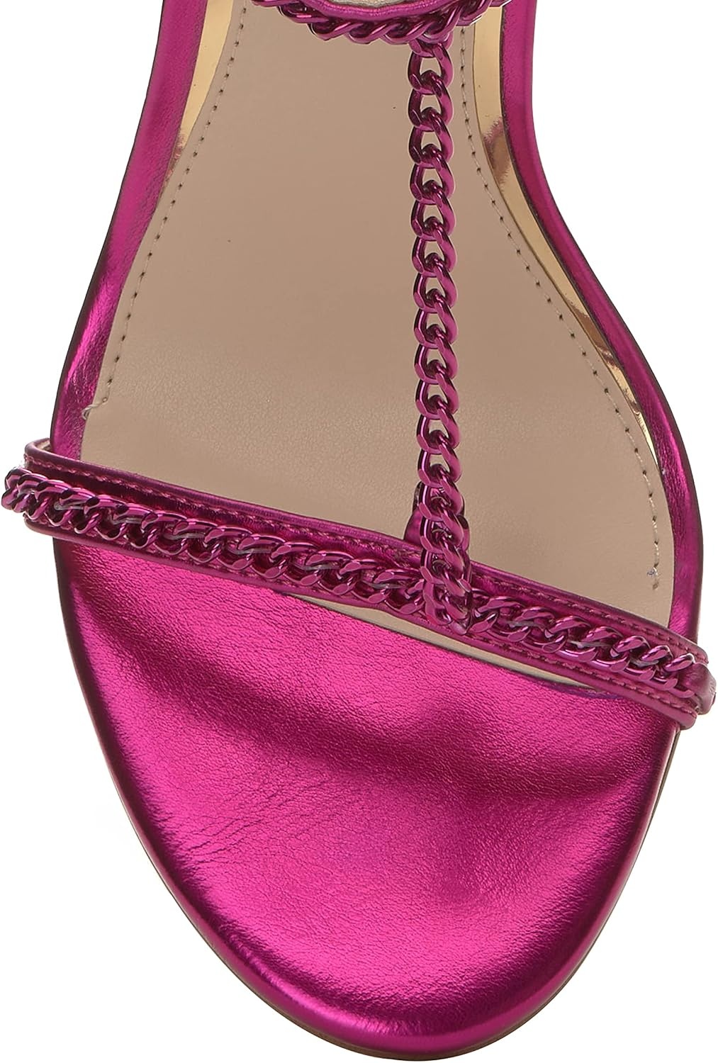 image:imageJessica Simpson Womens Qiven TStrap High Heel Sandal with Chain DetailFuschia