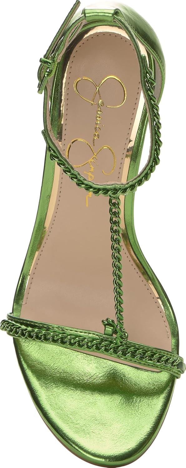 image:imageJessica Simpson Womens Qiven TStrap High Heel Sandal with Chain DetailGreen