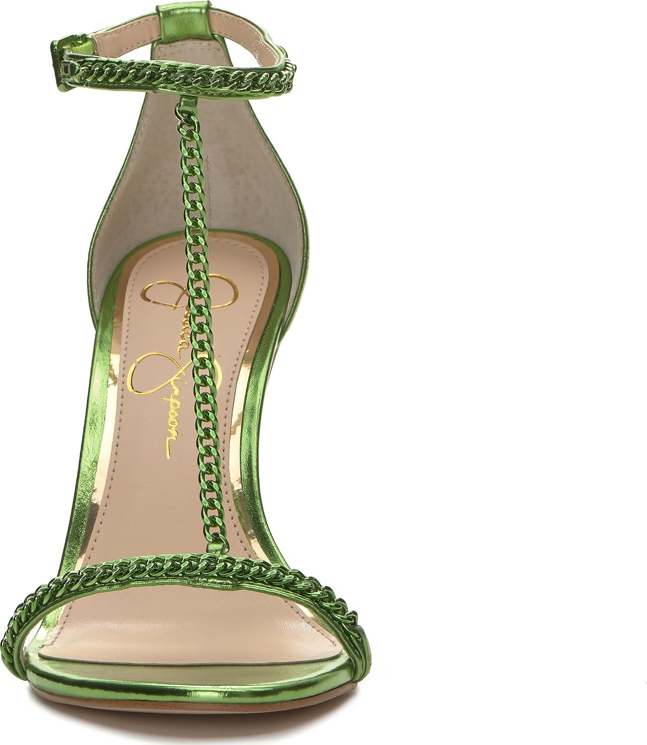 image:imageJessica Simpson Womens Qiven TStrap High Heel Sandal with Chain DetailGreen