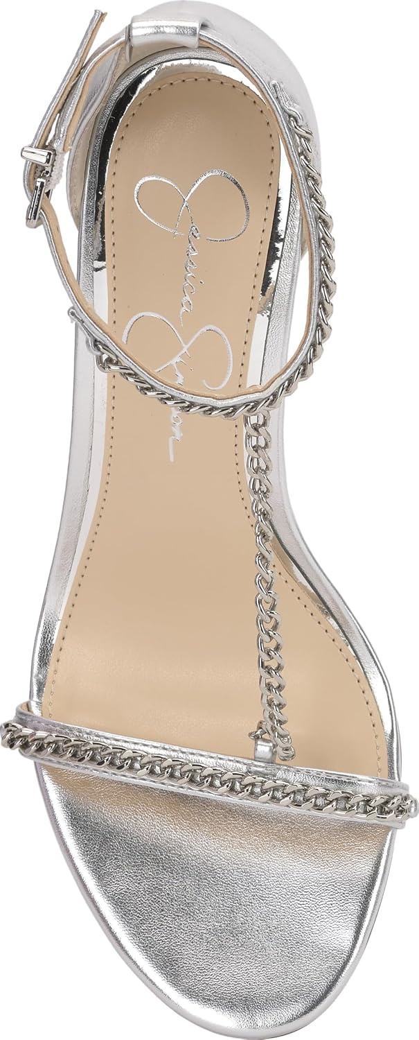 image:imageJessica Simpson Womens Qiven TStrap High Heel Sandal with Chain DetailSilver