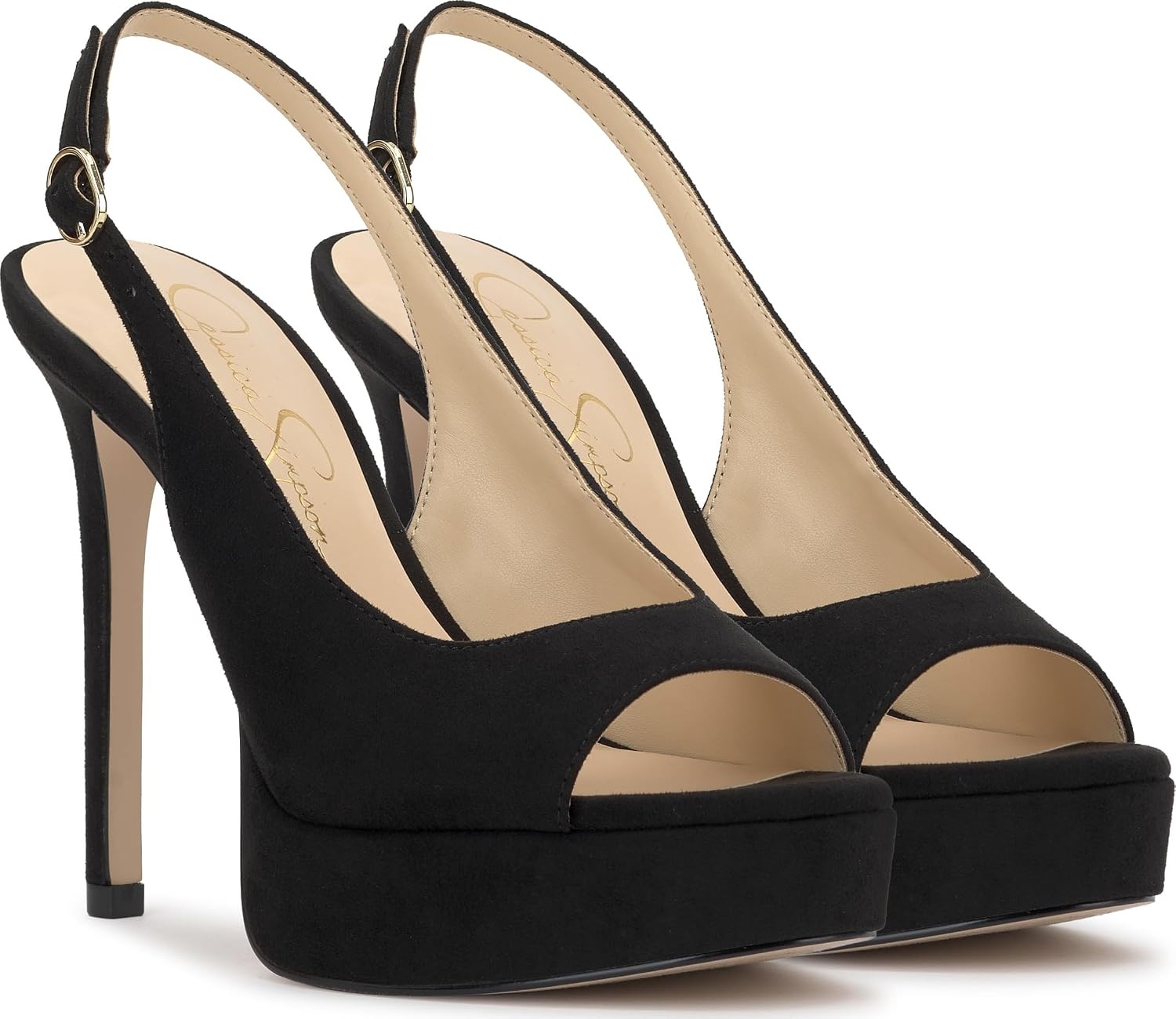 image:imageJessica Simpson Womens Sibilla Slingback Platform PumpBlack Supreme Microsuede