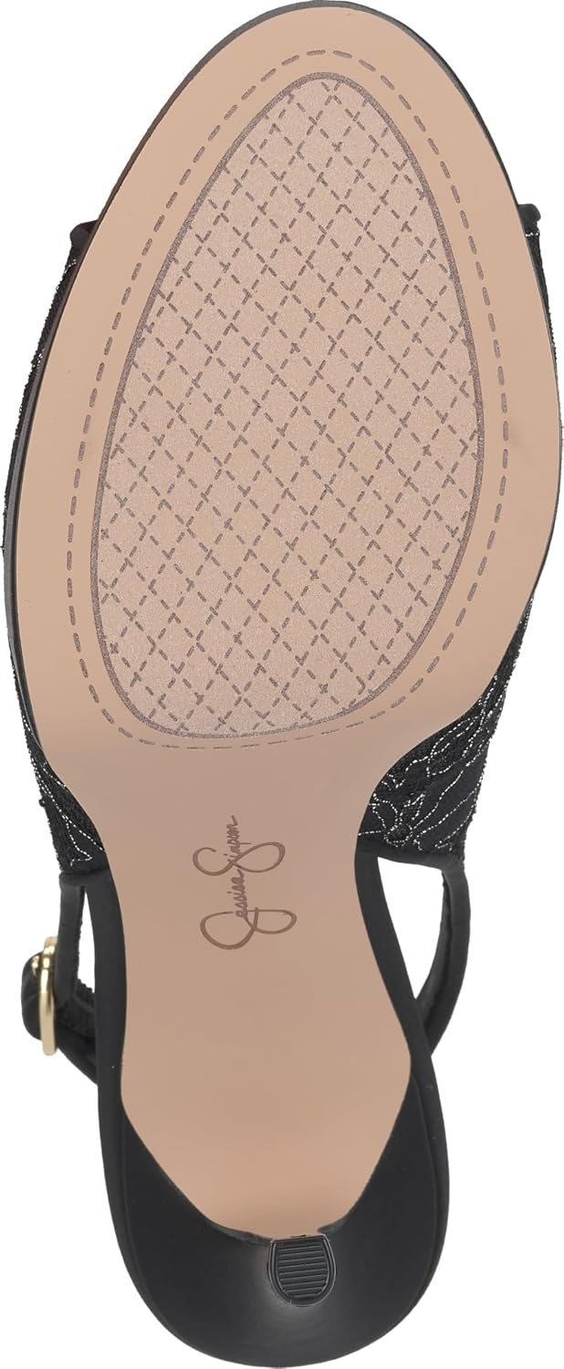 image:imageJessica Simpson Womens Sibilla Slingback Platform PumpBlackPewter Lurex Lace
