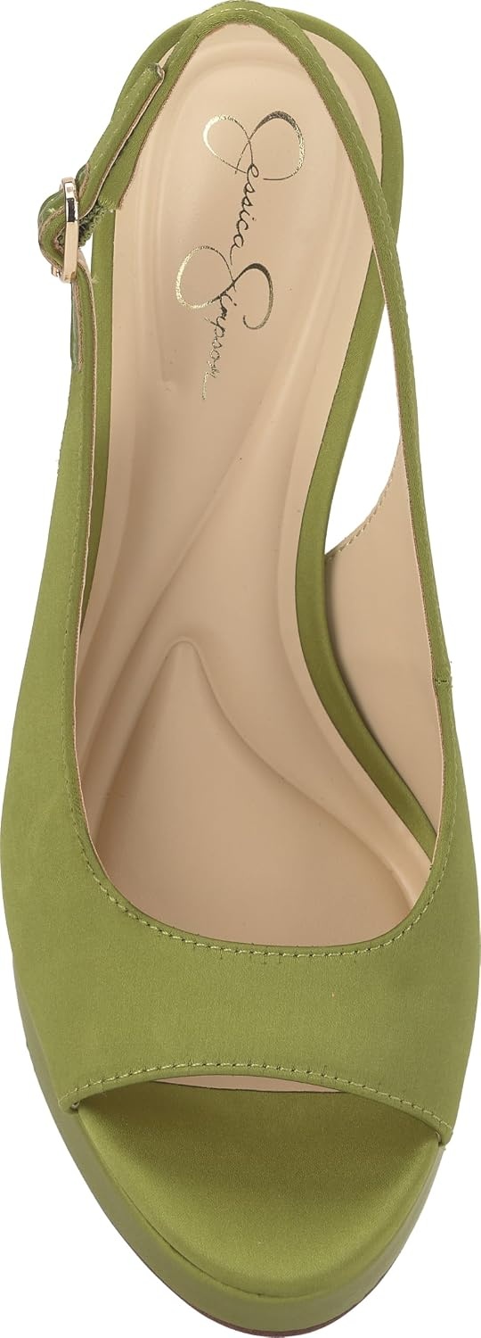 image:imageJessica Simpson Womens Sibilla Slingback Platform PumpBotanical Green Satin